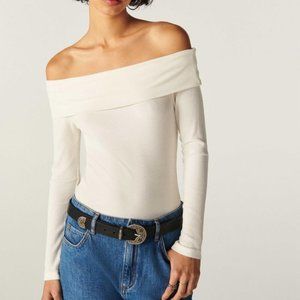 Ba&sh Bardot Top White Off the Shoulder